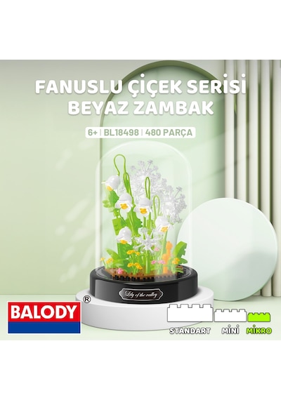 Balody Fanuslu Çiçek Serisi Beyaz Zambak Bl18498 Mini Blok Yapı Oyuncakları Seti