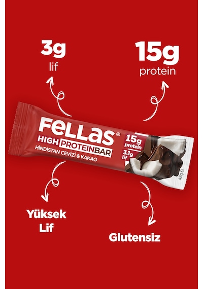 Yüksek Protein Bar - Hindistan Cevizli Ve Kakaolu 45 G X 12 Adet
