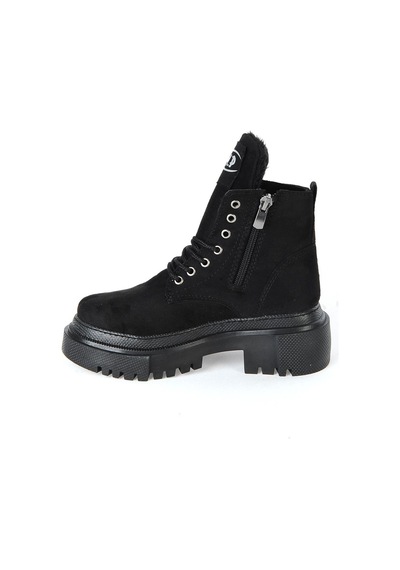 M.P Mp 222-3471Ft Siyah Nubuk Fermuarlı Kız Çocuk Düz Bot