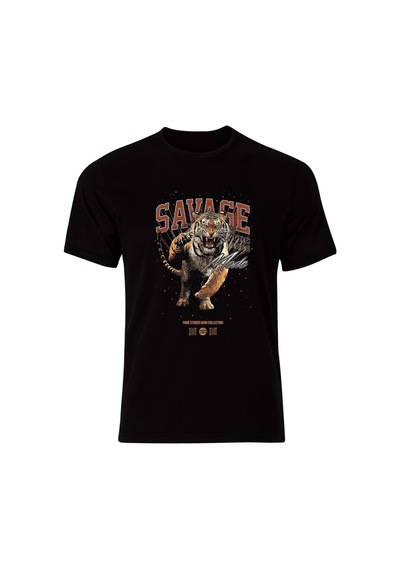 Aslan Baskılı Tişört Fame Stoned Gang Collection New Season Tshirt SIYAH