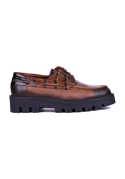 Shoetyle - Taba Hakiki Deri Bağcıklı Erkek Günlük Ayakkabı 115-k512-1371 Taba