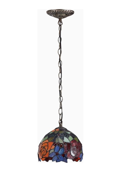 Home London Breeze L30127 El Yapımı Tiffany Vitray Gül Sarkıt Avize 7 Inç Kırmızı Red