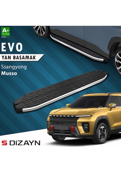 S-dizayn Ssangyong Musso Elektrikli Evo Krom Yan Basamak 223 Cm 2025 Üzeri A+ Kalite