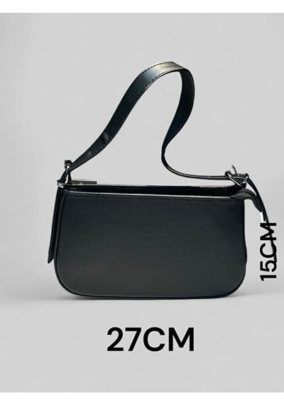 Lovelystore Düz Baget Astarlı 3 Gözlü Basic Omuz Çantası 27x15 Siyah