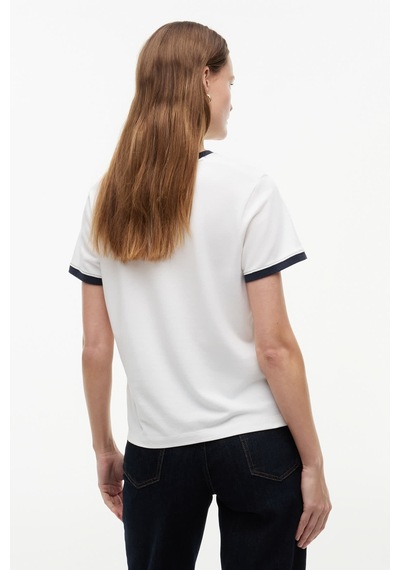 Tommy Hilfiger Th Roundal Reg C-nk Ss Tee Kadın Beyaz T-shirt - Ww0ww50032