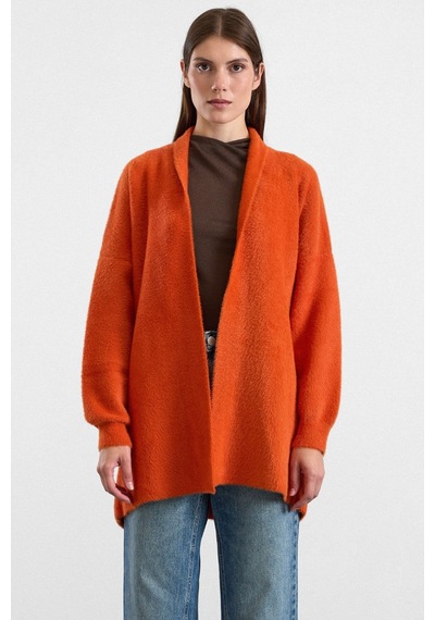 Olcay Salaş Soft Kumaş Triko Hırka Oranj 8299