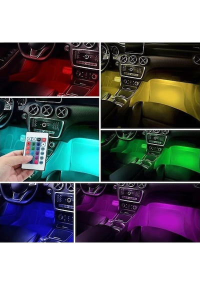 48 Led Rgb Araç İçi Dekoratif Aydınlatma Uzaktan Kumandalı & Uygulama Kontrollü Atmosfer Işığı