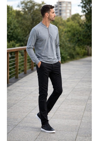 Alexandergardi Hakim Yaka Yarım Fermuarlı Erkek Sweatshirt K.gri