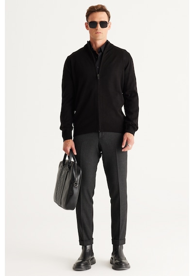 AC&Co / Altınyıldız Classics Erkek Sıyah Tüylenme Yapmayan Standart Fit Normal Kesim Dik Yaka Triko Hırka Siyah AC&Co / Altınyıldız Classics Erkek Sıyah Tüylenme Yapmayan Standart Fit Normal Kesim Dik Yaka Triko Hırka Siyah
