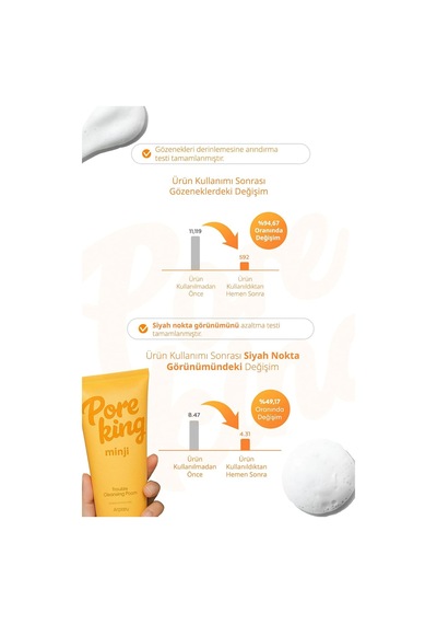 Gözenek Arındıran&siyah Nokta Karşıtı Temizleme Köpüğü A'pıeu Pore King Minji Trouble Cleansing Foam, 8115