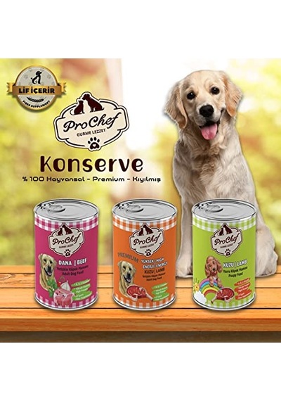 24 Adet Yavru Kuzu Etli Kıyılmış Köpek Sı 415 Gr 24'lü Pro Chef Konserve Yaş