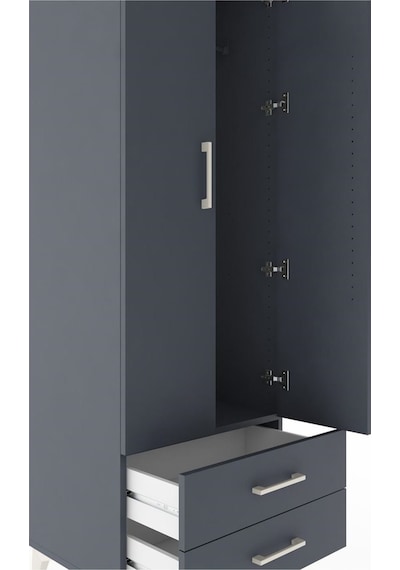 Hyperion Dolap Tek Raflı 2 Çekmeceli Tek Askılı 60x44x182 Ant... Antrasit