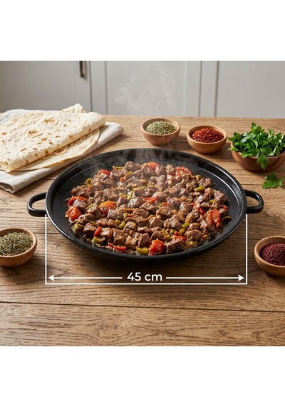 Emaye Kavurma Sacı 45 Cm Sülale Boy Siyah