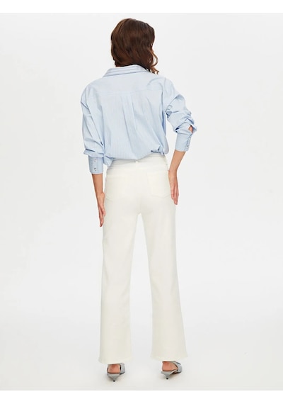Faik Sönmez Wide Leg Fit Likralı Kadın Jean Pantolon W26jpn011 Ekru