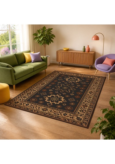 Kartela Halı Rustik Halı Jüt Taban Dokuma Halı Antrasit - 100 X 150 Cm