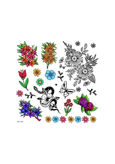 Flowers-4 Geçici Dövme,geçici Tattoo ,vücut Dövme,kol Bilek Dövme,boyun Dövme,sırt Dövme