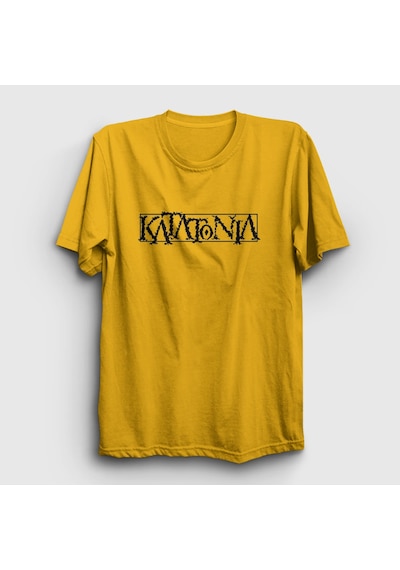 Presmono Unisex Logo Katatonia T-shirt Sarı