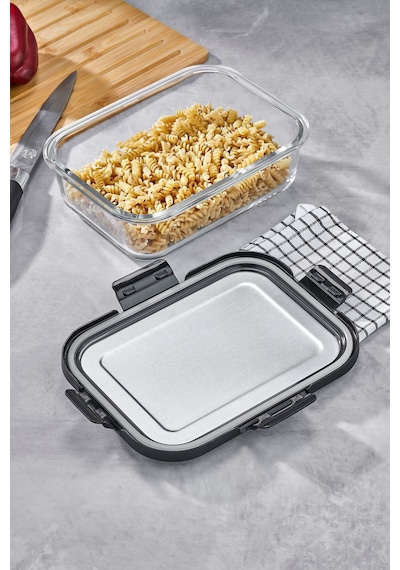 Cooker 1500 Ml Cam Saklama Kabı - Sızdırmaz, Paslanmaz Çelik Kapaklı, Gıda Saklama
