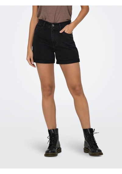 Only Onlvega Hw Mom Dnm Shorts Noos Kadın Siyah Denim Şort - 15230571