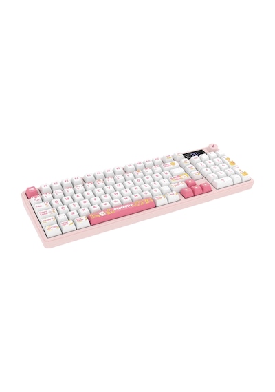 Hawk Gaming Hk258 Membrane Lcd Rgb Kablosuz/bluetooth Beyaz Pembe Full Türkçe Gaming Klavye