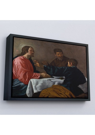 Ahşap Çerçeveli Diego Velázquez - Emmaus'ta Akşam Yemeği Tablo - The Supper At Emmaus-7145