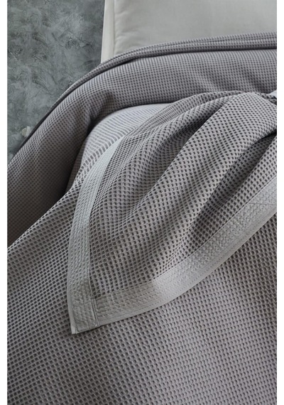 Klimalı Pike,%100 Pamuk Petekli Pike, Dörtmevsim Pike Battal Boy 240x260 Gri Çok Renkli