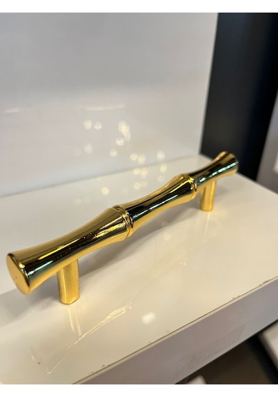 Lüx Bambu Metal Kulp 96mm Altın Dolap Kapak Modern Çekmece Mobilya Tv Ünite Komidin Vestiyer Gold Altın