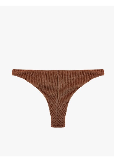 Koton Dokulu Parlak Brazilian Bikini Altı Kahverengi 6sak00201mm Kahve