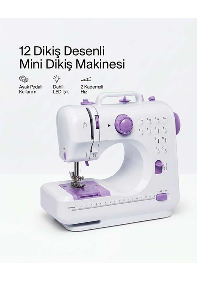 12 Farklı Dikiş Desenli Mini Dikiş Makinesi