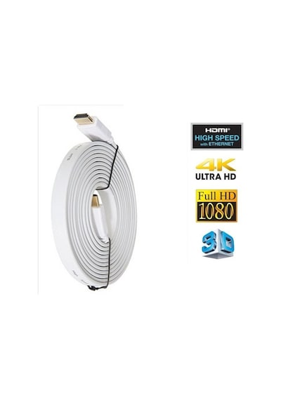 Birbucuk Metre Hdmi Kablosu Beyaz Flat