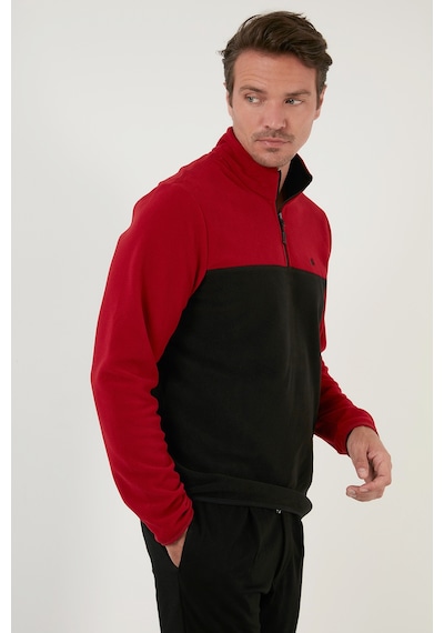 Buratti Regular Fit Anti-Pilling Tüylenme Yapmayan Dik Yaka Kışlık Şardonlu Erkek Polar 5906016 Bordo