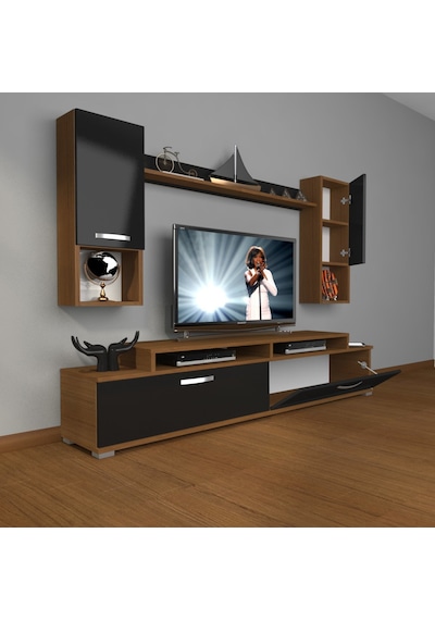 Decoraktiv Ekoflex 5da Slm Tv Ünitesi Tv Sehpası Ceviz - Siyah