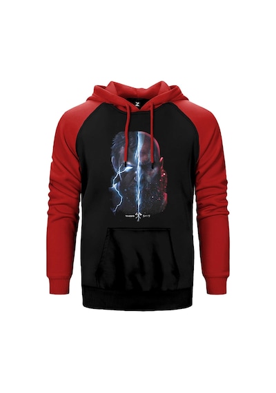 God Of War Ragnarok Thor Kırmızı Renk Reglan Kol Kapşonlu Sweatshirt Kırmızı