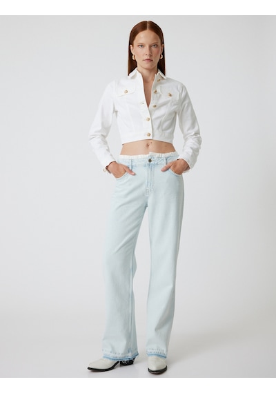 Koton Düz Uzun Paça Kot Pantolon Çift Bel Detaylı Normal Bel - Straight Jean Bleach 5wal40109md Açık Mavi Koton Düz Uzun Paça Kot Pantolon Çift Bel Detaylı Normal Bel - Straight Jean Bleach 5wal40109md Açık Mavi