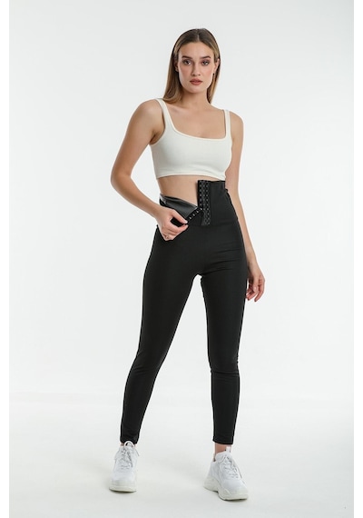 Fit Women Vücut Beli Agraflı Korse Tayt 4409 Siyah