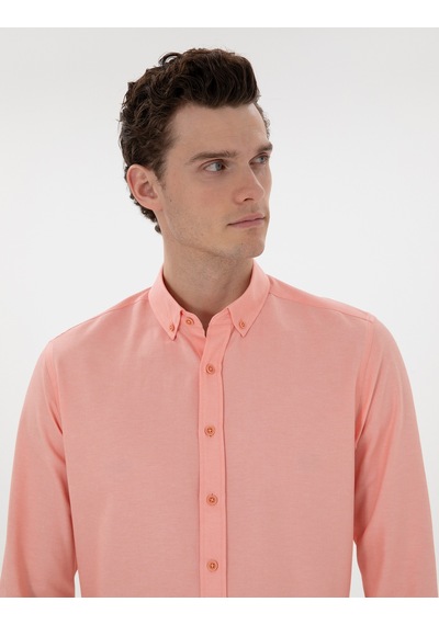 Pierre Cardin Erkek Mercan Gömlek Desenli 50304764-vr186 Mercan