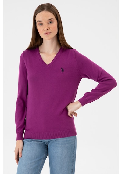 U.S. Polo Assn. Kadın Violet V Yaka Basic Kazak 50313590-VR203
