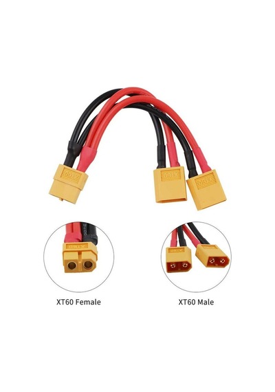Xt60 Konnektörlü Y Tip Birleştirici Kablo 10 Cm Lipo Pil