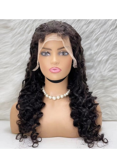 Gerçek Front Lace Tül Peruk Yoğun Dalgalı Doğal 65 70cm