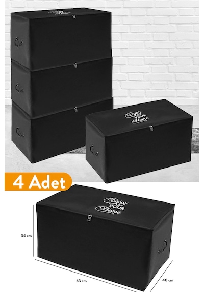 Serstil 4 Adet - Orta Boy Siyah Hurç 63 X 40 X 34 Cm