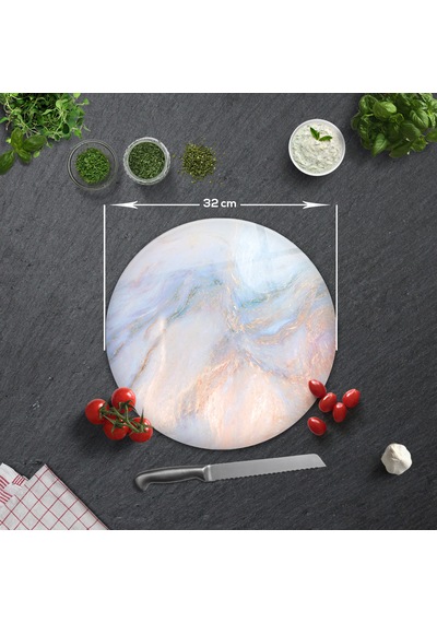 Cam Kesme Tahtası Supreme Mermer Görünümlü Çap32cm