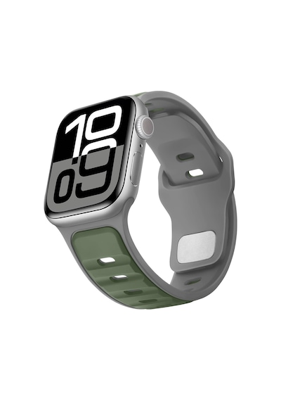 Apple Uyumlu  Watch 42mm 44mm 45mm S10 46mm Ultra 49mm Çift Renkli Spor Silikon Kordon Nefes Alabilir