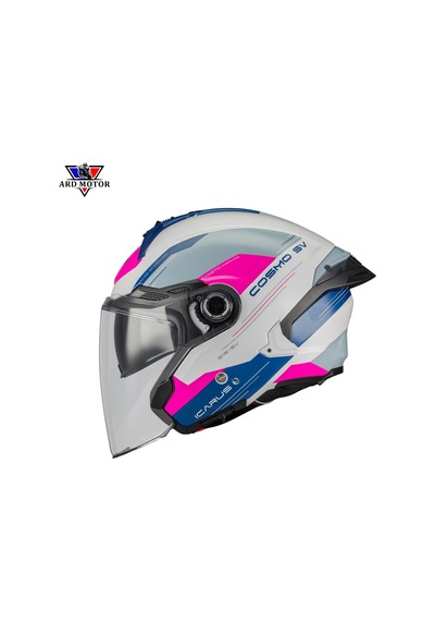 Mt Helmets Cosmo Sv Icarus A8 Parlak Güneş Vizörlü Yarım Kask Pembe