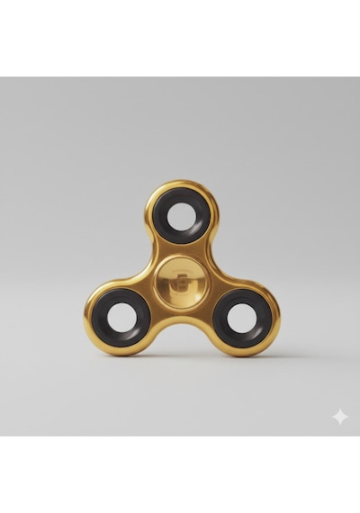 Uzun Süre Dönen Metal Stres Çarkı - Gold Rengi / Fidget Spinner Mavi
