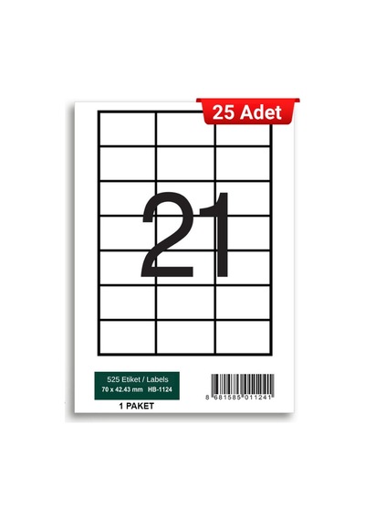Herboy Hb-1124 70 X 42,43 Mm A4 Laser Etiket 25 Adet