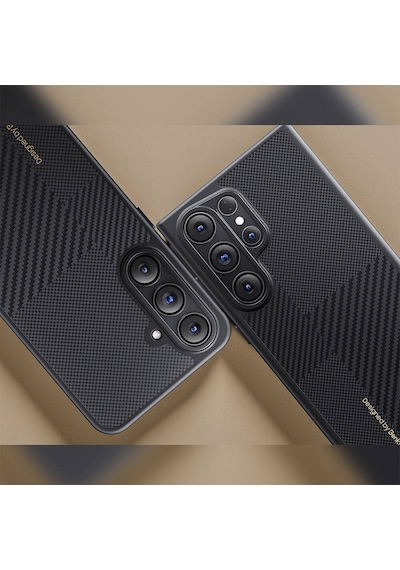 Galaxy S25 Kılıf M-safe Şarj Uyumlu Karbon Fiber Benks Montage Hybrid Armorpro Kevlar Kapak Siyah
