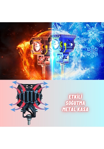 Ultra Parlak Led Motosiklet Ve Off Road Sis Farı Çakarlı 4 Modlu