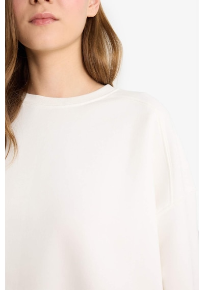 Defacto Oversıze Basıc Sweatshirt A4177AX23WN Beyaz
