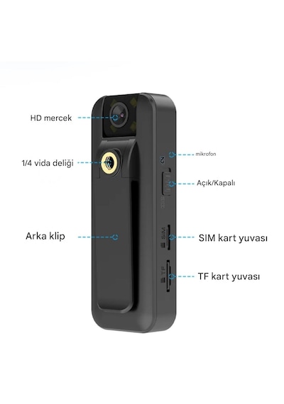 Sim Kartlı Yaka Kamerası Uzaktan İzlenebilir 4g Kamera