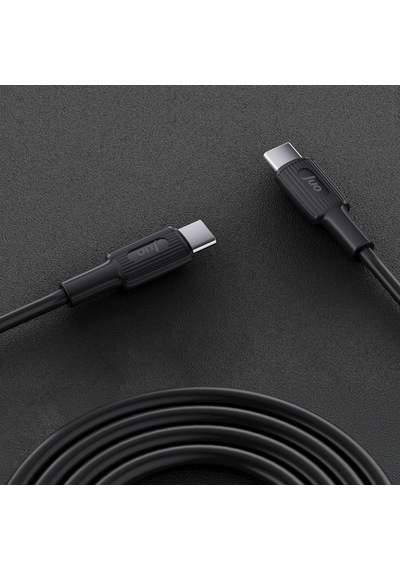 60w Usb Type-c To Type-c Silikon Hızlı Şarj Ve Data Kablosu Siyah 1 Metre Standart